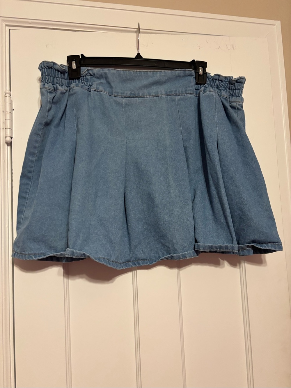 Light Blue Denim Skirt with Elastic Waist womens plus size 2XL
